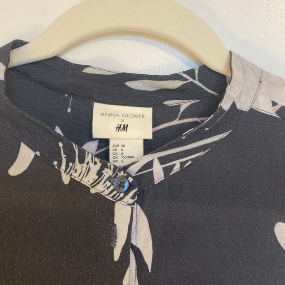 Anna Glover X HM Women's Navy Button Up Floral Shirt Mini Dress Boho - Picture 3 of 8